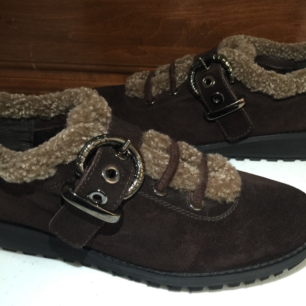 Stuart Weitzman Fur Lined Suede Shoe | Ankle Boot - Picture 1 of 16